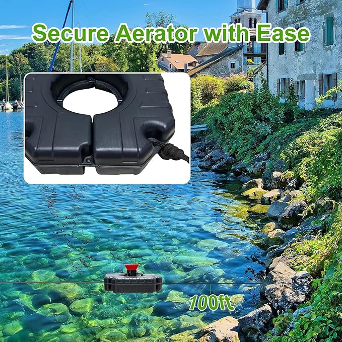 Pond Fountain Aerator 1HP 110V 750W - pond fountain- pond aerator 15,000 GPM - Includes 100-foot Power Cord - Features Tow Rope Steel Anchoring Pin Timer - Suitable for Ponds and Lakes