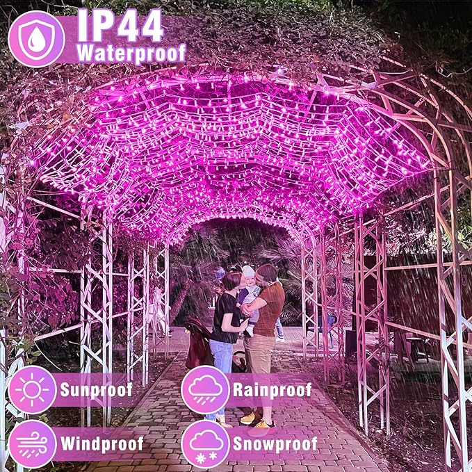 262FT 800 LED Outdoor String Lights, Connectable Pink Valentines Lights Waterproof with 8 Modes, Plug in Twinkle Fairy Lights Clear Wire for Indoor Bedroom House Wedding Patio Decorations