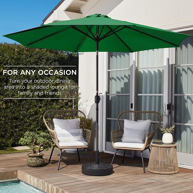 Best Choice Products 10ft Outdoor Steel Polyester Market Patio Umbrella w/Crank, Easy Push Button, Tilt, Table Compatible