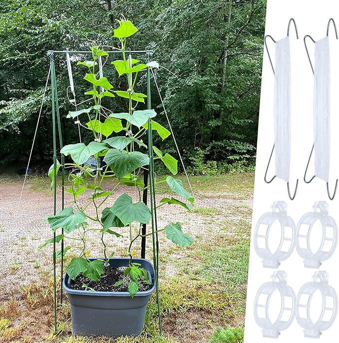 40Pcs Tomato Hooks with String, Holder & Plant Support Clips - 33.3ft Twine to Prevent Tomatoes from Pinching or Falling Off