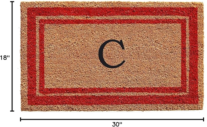 Calloway Mills 153031830C Red Border 18" x 30" Monogram Doormat, (Letter C)