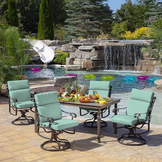 Arden Outdoor Chair Cushion, 21 x 20, Rain-Proof, Fade Resistant 20 x 21, Aqua Leala