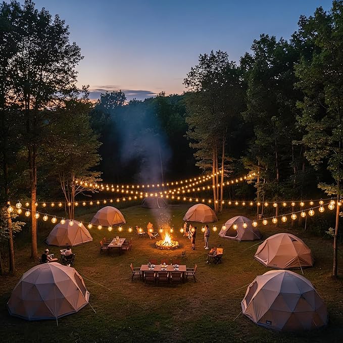 RTTY Dense-Glow 300FT Modular Professional Outdoor String Lights System with 150 G40 Bulbs(3x100FT)-Configure for Estate Borders, Multi-Area Event Sites, Commercial Corridors & Permanent Installations
