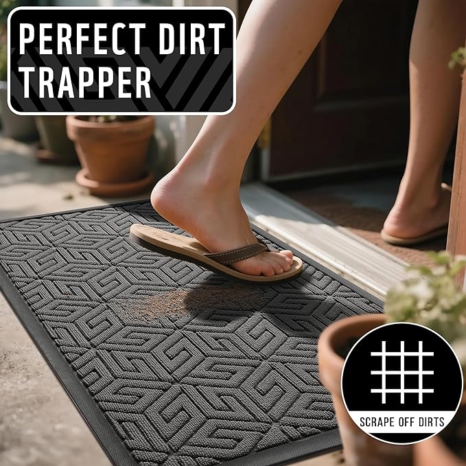 Yimobra Front Door Mat Outside Entrance, 72x24 Runner, Waterproof All-Season Weather Large Doormat, Non Slip Natural Rubber, Stain and Fade Resistant, Indoor Outdoor Mat, Easy Clean Patio, Gray
