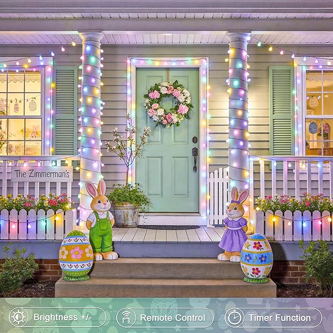 JMEXSUSS 100 LED Connectable Globe String Lights Indoor, 33ft Multicolor Fairy Lights Plug in with Remote, 8 Modes Pastel Lights for Easter Bedroom Tree Room Party Decoration
