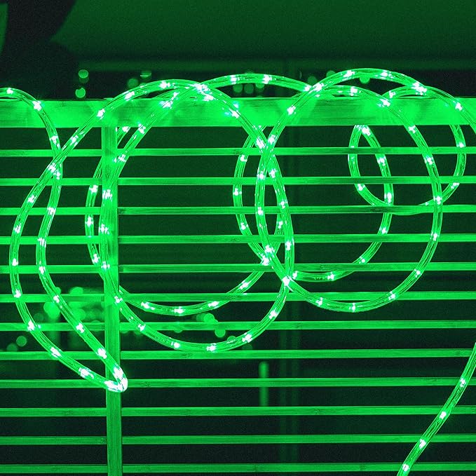 Waterproof LED Rope Lights, Connectable & Flexible with 8 Modes, Outdoor Lighting for Deck, Garden, Pool, Patio & Christmas Decor (Green, 20ft)