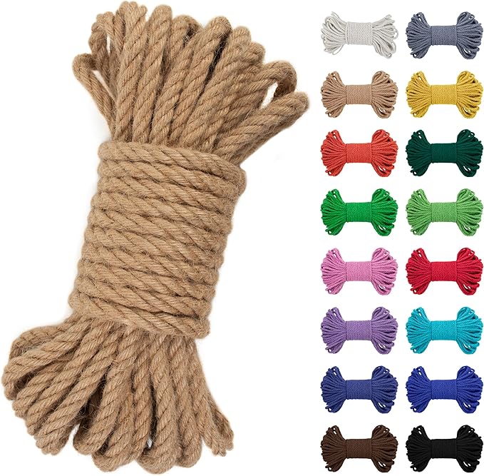 JeogYong 10mm Jute Twine String 33 Feet Natural Thick Garden Twine for Crafts, Outdoor, Gardening, Gift Wrapping, Plants, Packing Materials (Brown)