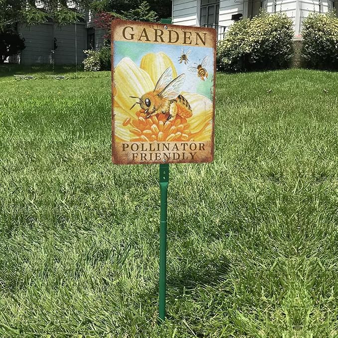 Vintage Garden Signs pollinator work zone Retro Yard Metel Tin Signs outdoor Aluminium Wall Decor