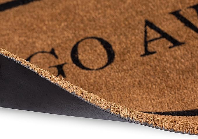 BIRDROCK HOME Go Away Coir Doormat | 18 x 30 Inch | Standard Welcome Mat with Black Border and Natural Fade | Vinyl Backed | Outdoor