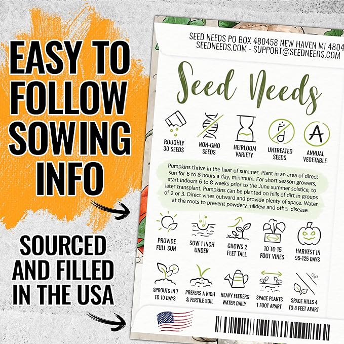 Seed Needs Pumpkin Seeds to Plant Specialty Spooky Blend |10+ Premium Varieties Lumina White, Baby Boo, Blue Jarrahdale, Cinderella & More! | Heirloom Non-GMO Untreated | Bulk