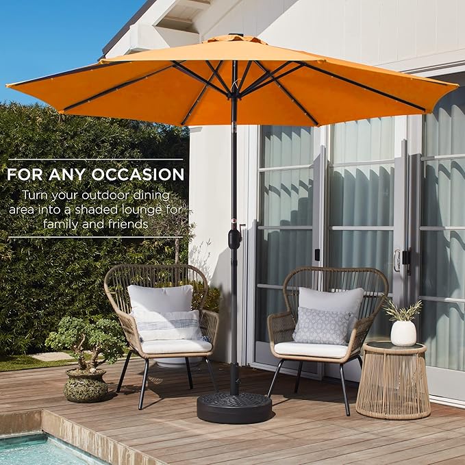 Best Choice Products 10ft Outdoor Steel Polyester Market Patio Umbrella w/Crank, Easy Push Button, Tilt, Table Compatible