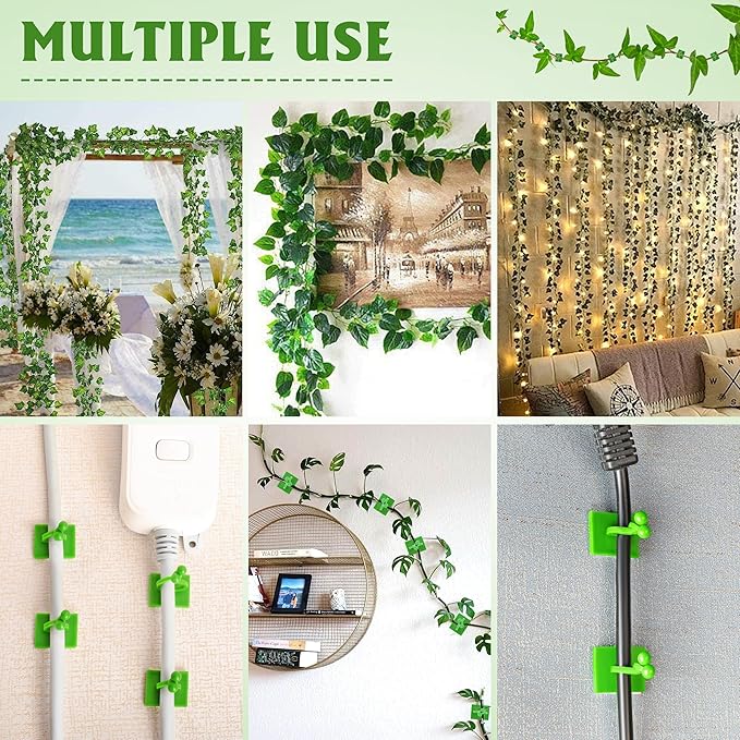 Wall Clips for Climbing Plants 180 PCS, Plant Clips for Climbing Plants, Wall Plant Holder for Vines Plant Clips for Indoor Plants, Vine Wall Clips Plant Hooks for Vines (Green)