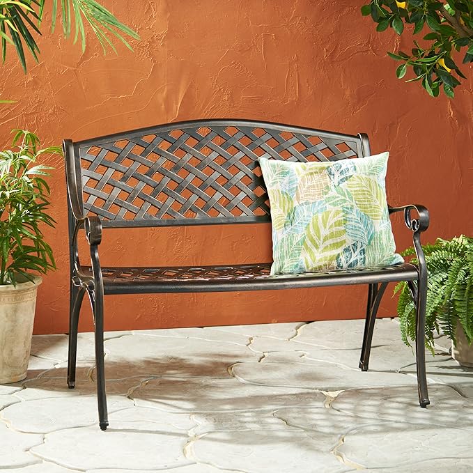 Christopher Knight Home Eastwood Antique Copper Cast Aluminum Bench