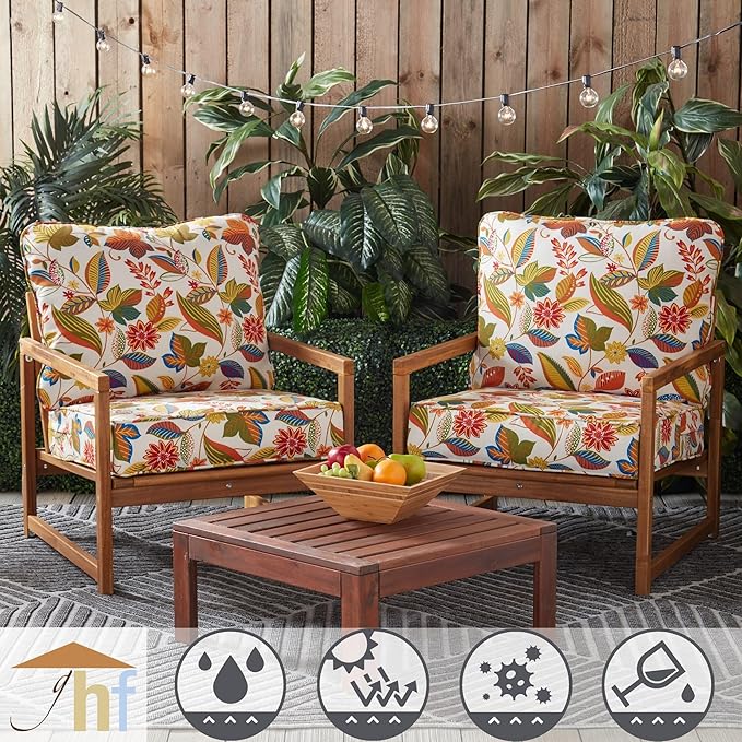 Greendale Home Fashions Outdoor Reversible 2-Piece Deep Seat Cushion Set, Foliage