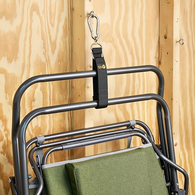 Hook 'n Hang Wrap-It Storage Straps - 24" (2-Pack) Black - Carabiner Straps for Cord Storage or Garden Hose Holder