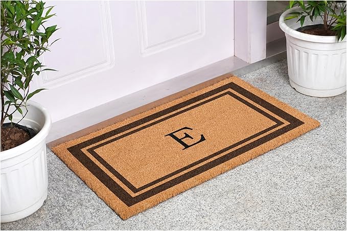 Calloway Mills 152982436E Brown Border 24" x 36" Monogram Doormat (Letter E)
