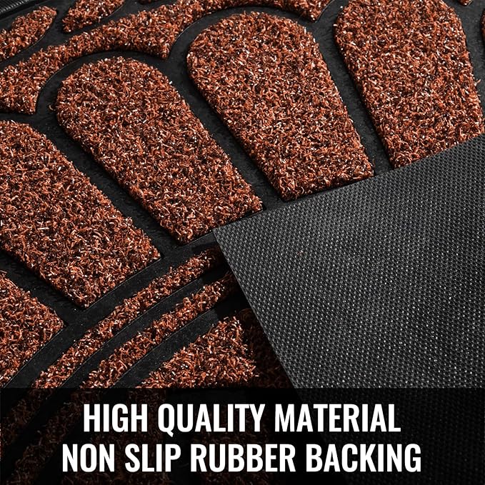 Mibao Front Door Mat Indoor Outdoor Entrance, Semicircular Entrance Mat, Half Round Waterproo Non-Slip Durable Rubber Door Mats, Low Profile Heavy Duty Doormat for Garage, Patio, 30" x 18", Maroon