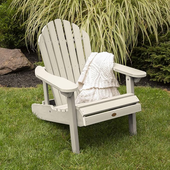 highwood Hamilton Made in the USA Folding and Reclining Adirondack Chair, Adult Size, Whitewash