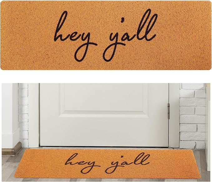 Long Doormat 48''x16'' Front Door Mat for Entrance Inside Outdoor Large Decorative Door Rug Welcome Mat for Outside Home Entry(Hey Y'all,Yellow)