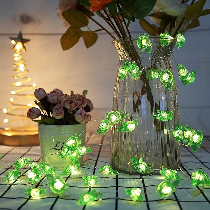 Decorman Turtle Decorative String Lights, 14ft 40 LED 8 Modes Warm White Weatherproof Battery Operated Ocean Theme Lights for Bedrooms Parties Weddings Gardens with Remote and Timer