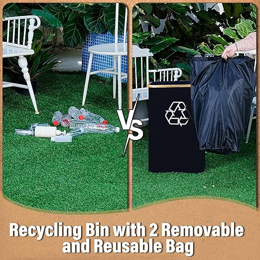 efluky Recycling Bin for Kitchen 26 Gallon, 100L Recycle Bin with 2 Removeable and Reusable Inner Bag, Large Recycling bin with lid for Bottle Can Plastice Stickers (Black)