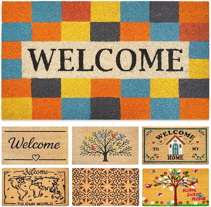 Coir Door mats Outdoor - Modern Welcome - Welcome mats for Front Door - Coir Doormat Outdoor Entrance - 16''x27.5''