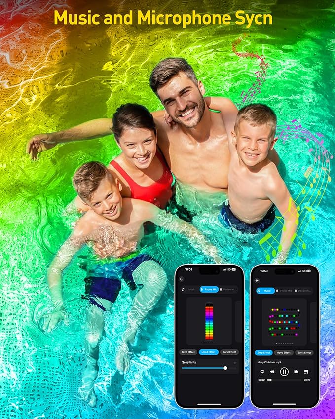 T-SUN Colored Pond Lights, Bright LED Underwater Pond Light Submersible Fountain Lights APP and Remote Control,Dimmable,Timer, IP68 Waterproof Fish Tank Light for Aquarium Fountain Garden (4-Head)