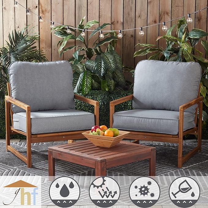 Greendale Home Fashions Outdoor Reversible 2-Piece Deep Seat Cushion Set, Cement