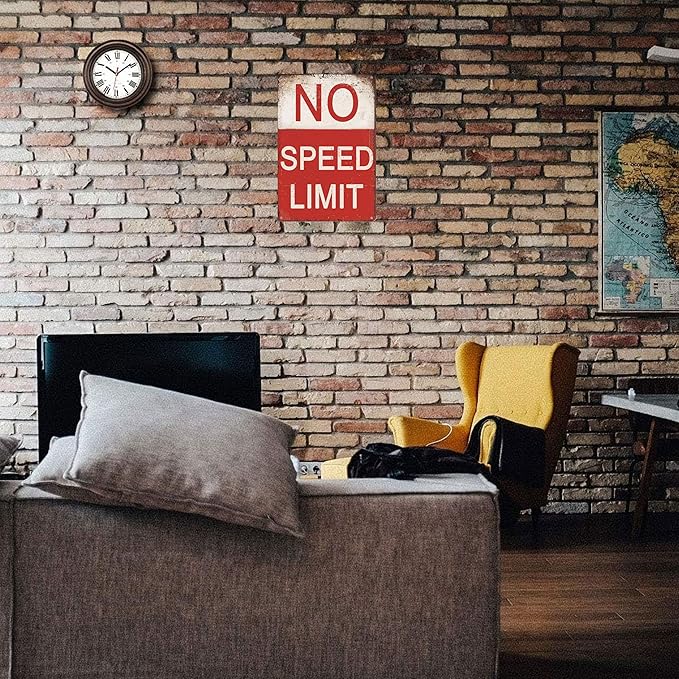 Boys Room Decor No Speed Limit Tin Signs-Funny Decor Garage Gifts for Men,Vintage Signs for Bedroom Bar Pub Club Garage Man Cave Decoration 8x12 Inches