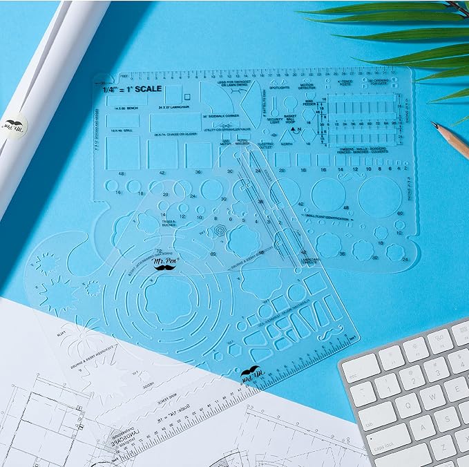 Mr. Pen- Landscape Templates, Architectural Templates, Drafting Tools, Landscaping Tools, Landscape Design Template, Drafting Ruler Shapes, Drawing Stencils