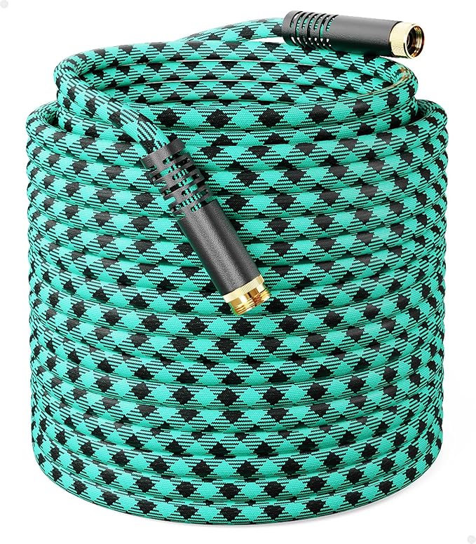 WELLUCK 100 FT Garden Hose - Flexible Water Hose, Lightweight Non-Expanding hose, Leak proof, Pressure Resistant for Yard, Outdoor, 3/4 Inch Solid Brass Fittings and 5-Layer PVC Core