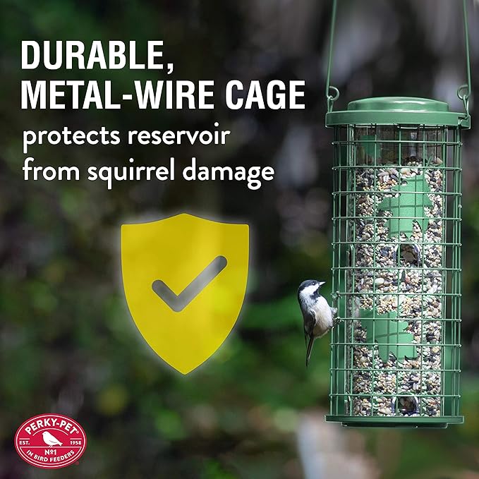 Perky-Pet Squirrel Stumper Wild Bird Feeder - Keep Squirrels Out - 8 Feeding Ports for Wild Birds - 3 lb Wild Bird Seed Capacity - 114G, Green - Decor for Outdoors
