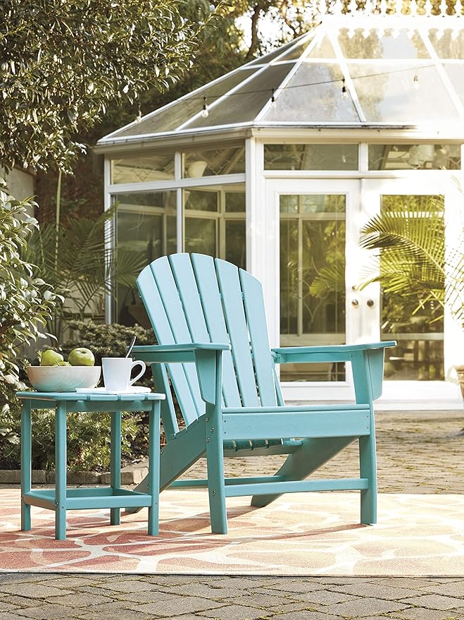 Signature Design by Ashley Sundown Treasure Outdoor Patio HDPE Weather Resistant Adirondack Chair, Blue