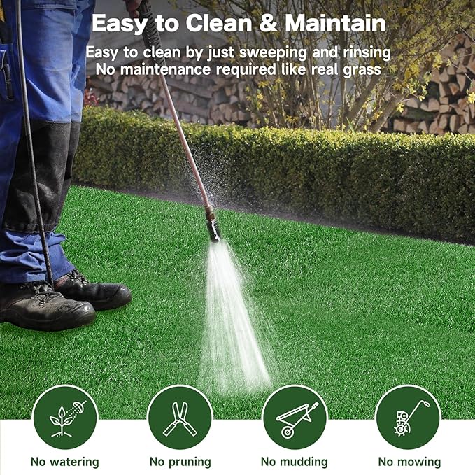 7 FT x 15 FT Artificial Grass Turf 8 PCS - 0.4" Pile Height Extra Large Realistic Fake Grass Rolls with Drainage Holes, Outdoor Indoor Landscape Lawn Carpet Rug for Patio, Balcony