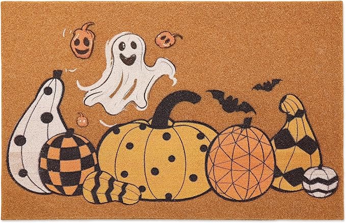 Door Mat Halloween Door Mat: Front Door Mat Outside Entrance Non-Slip Backing - Cute Welcome Matt Outdoor 30x17 inch Fall Doormat - Pumpkin Faux Coir Doormat for Every Entrance/Halloween Decor