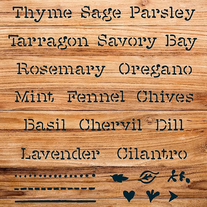 Herb Label Stencil for DIY Garden Markers, Reusable Mylar Template, Ideal for Plant Identification and Craft Projects - Size A4 (8.5" x 8.5")