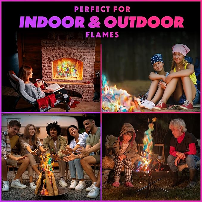 Magical Flames Fire Color Changing Packets Fire Pit (25 Pack), Fire Color Packets for Camping Essentials, Campfire, Bonfire & Fireplaces, Campfire Accessories, Cosmic Flames