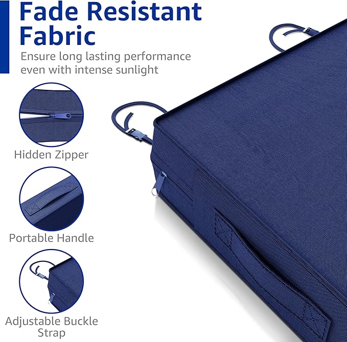 YENING 25x25 Memory Foam Outdoor Chair Cushions Waterproof 4 Inch Extra Thick Patio Seat Pads for Furniture Navy Blue Set of 2