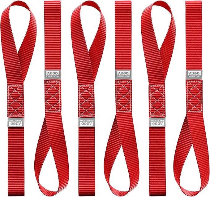 AUGO Heavy Duty Soft Loops –Pack of 6-1.5” x 17” Tie Down Anchor Straps for Use w/Ratchet Strap Hooks – 3000Lb Load Capacity & 10,000Lb Break Strength – Great for Motorcycle, Bike, Roof Rack, Etc.
