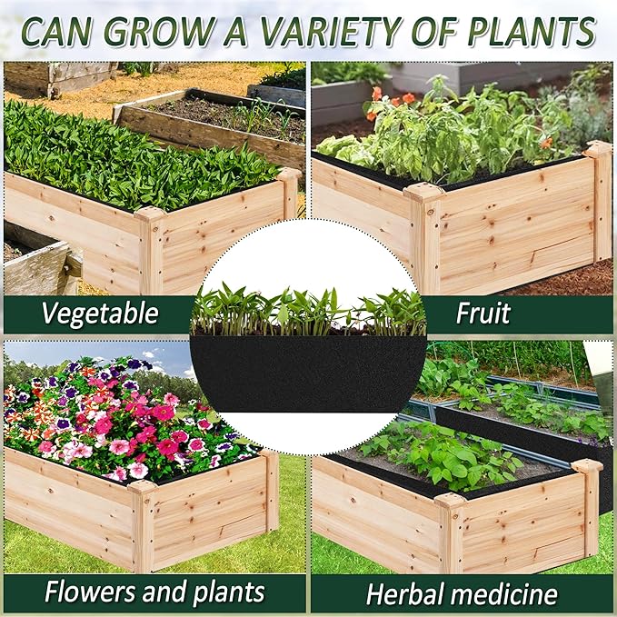1PCS Raised Garden Bed Liner Fabric Raised Garden Bed Breathable Drainage Rectangle Grow Bags with Handles Fabric Garden Bed for Outdoor Garden Bed Holds Soil - 4ft x 2ft x 1ft