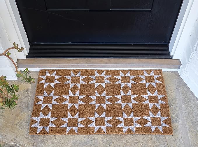 KAF Home Coir Doormat with Heavy-Duty, Weather Resistant, Non-Slip PVC Backing | 17 by 30 Inches, 0.6 Inch Pile Height | Perfect for Indoor and Outdoor Use (White)