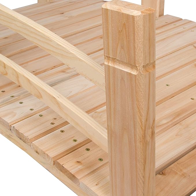 Shine Company 4981N 5 Ft. Cedar Wood Garden Bridge with Side Rails, Natural