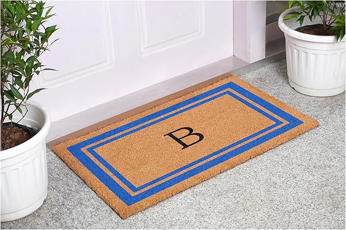 Calloway Mills 152972436B Blue Border 24" x 36" Monogram Doormat (Letter B)
