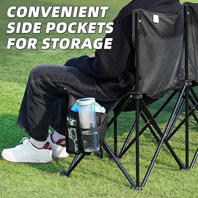 G GOOD GAIN Portable Soccer Bench - Team Bench Soccer 6 Seats with Bag, Sideline Folding Bench, Folded Chair Seating 6 for Football Camp Outdoor Sport Events, Team Chairs for Adults, Black