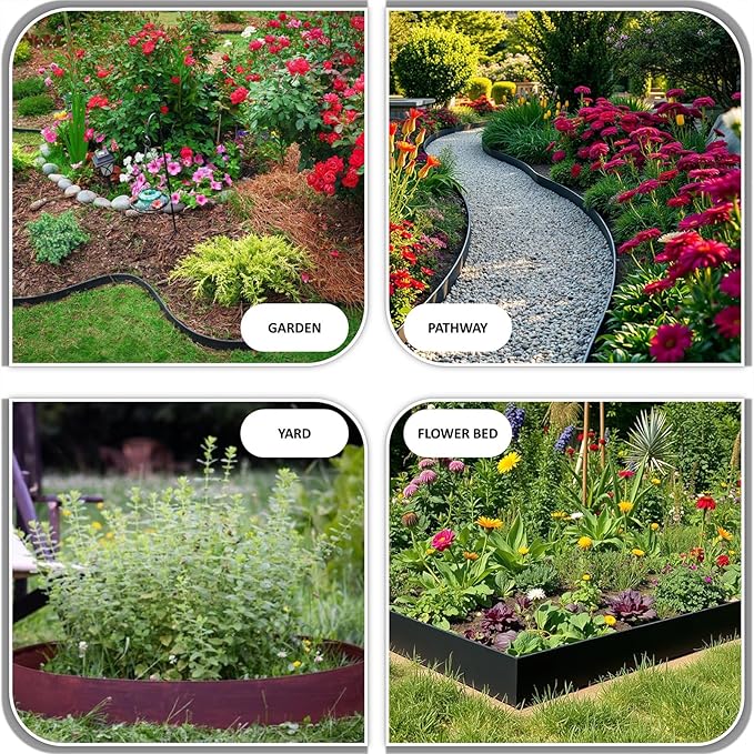 33ft. Galvanized Steel Landscape Edging (10-Pack) – 40" Metal Edging for Landscaping with 11 Stakes, Hammer-in Metal Landscaping Edging for Yard Pathway & Flower Beds – Lawn Edge for Garden Design