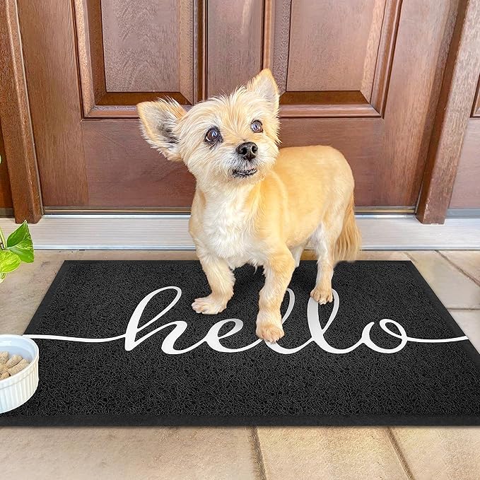 KILOCOCO Outdoor Mat Front Door Mat Welcome Mats Low Pile Doormat Entrance Non-Slip High Traffic Area Easy Clean Rubber Backed Entry Mats Hello Doormats for Garage Yard Patio Kitchen Indoor,18"x30"