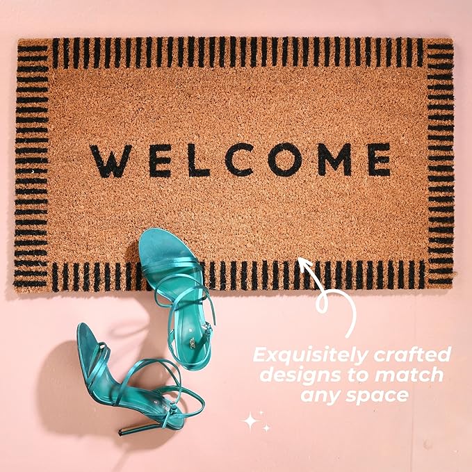 Folkulture Welcome Matt Outdoor | 16 x 28 Door Mats for Front Door Mat Outside Entrance | Eco Friendly | Welcome-Mats Cute | Coir Door Mats | Outdoor Decor for Home | Durable & Anti Slip