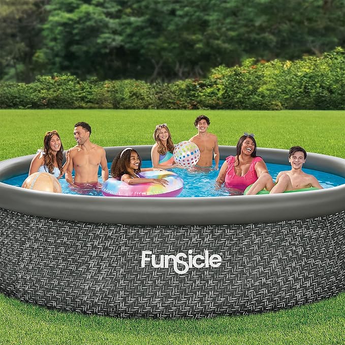 Funsicle Quickset 14ft x 36in Round Inflatable Above Ground Swimming Pool with Filter Pump – Easy Setup with Top Ring Design