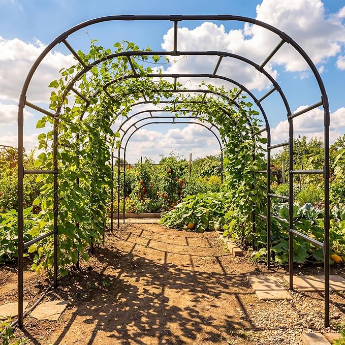 Tall Garden Arch Trellis for Climbing Plants, 88in Tall Metal Plant Support Trellis Archway for Climbing Plant Vegetables Cucumber, Outdoor Yard Lawn Garden Arch Tunnel Trellis
