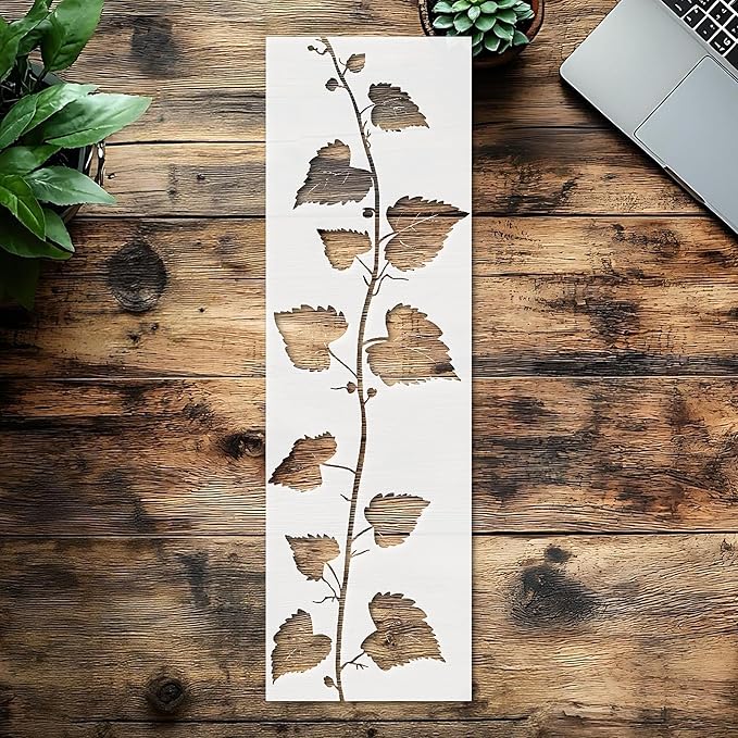 Grape Leaves Stencil 8.5x11 Inch Reusable Plastic Template for Painting Crafts Rustic Wall Art and Home Décor